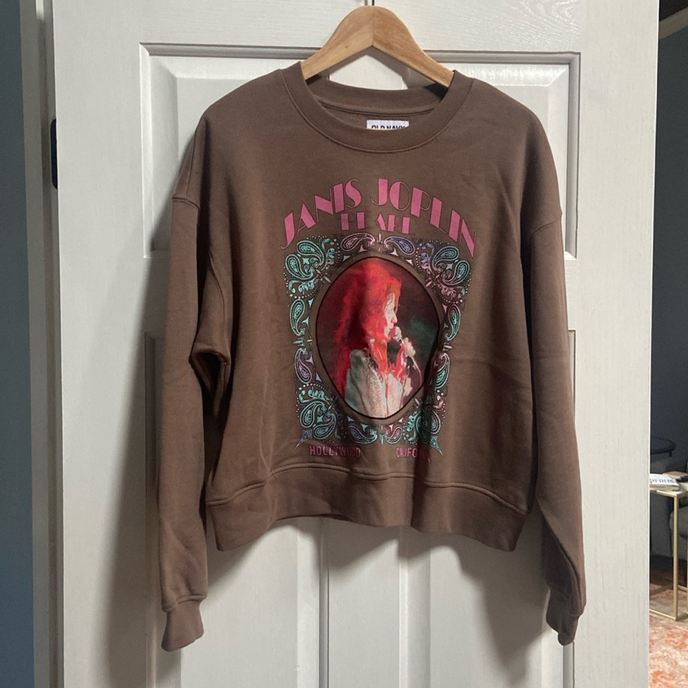 Never worn before cropped Janice Joplin crewneck